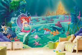 10 Off Little Mermaid Wall Mural Wallpaper Wall Decor Wall Decal Nursery And Room Decor Wall Art Disney Mural Little Mermaid Nursery Kids Room Murals