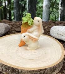 Bunnies Carrying Carrot Fairy Garden Bunnies Rabbits With Etsy Fairy Garden Accessories Fairy Garden Etsy Christmas Fairy Garden