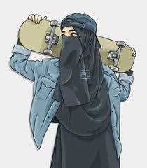 Tomboy refers to girls and young women who exhibit characteristics or behaviors that considered typical of boys, which may include interest towards contact sports, competitiveness, an inclination for fighting and liking for bawdy humor. Vector Hijab Niqab Skateboard Ahmadfu22 Ahmadfu22 Hijab Niqab Skateboard Vector Gambar Kartun Gambar Kartun