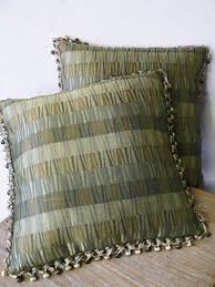 Anthony Corporation Donated These Modern Set Of 2 Pillows With A Green Reed Striped Fabric And Fringe Retail Value Pillows White Elephant Sale Throw Pillows