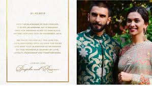 Wedding Announce Date Of Deepika Padukone And Ranveer Singh Deepika Ranveer Wedding Cards Deepika Padukone