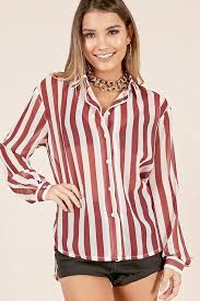 Black And White Vertical Striped Shirt Womens Red White Stripe Chic Chiffon Shirt Red And White Shirt Chiffon Shirt Womens Shirts