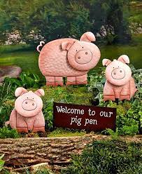 Maybe you would like to learn more about one of these? Barnyard Welcome Stake Set Garden Lawn Yard Decor Country Farmhouse Cow Pig Horse Pig Family Pig Decor Cute Pigs