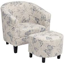 The chair comes with a recessed vintage look thanks to its stained leather upholstery and colorful fabrics on the seating area. Butterfly Print Accent Chair With Ottoman 34n98 Lamps Plus Printed Accent Chairs Fabric Accent Chair Accent Chairs