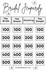For many people, math is probably their least favorite subject in school. Bridal Jeopardy Questions Free Game Included Bridal Shower 101