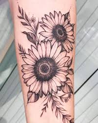 This rose tattoo, positioned at the top of the arm uses brushstroke red, against precise black squares and outlined roses to make the textured definition of. 135 Sunflower Tattoo Ideas Best Rated Designs In 2021