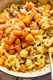 Delicious Orecchiette Pasta With A Spicy Chorizo Sausage And Roasted Butternut Squash In A Creamy Parmesan Sauce Orecchiette Pasta Pasta Quick Pasta Recipes