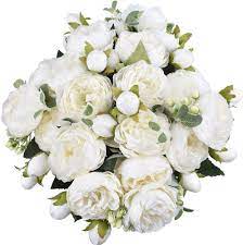 Enter your email to receive your discount code. Buy 4 Packs Artificial Peony Silk Flowers Fake Glorious Flower Bouquets For Wedding Party Bridal Home Decoration 5 Forks 9 Head White Online In Italy B07t6l3qvg