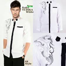 Baju kerja bahan jeans untuk pria desain lengan panjang memang sekarang menjadi trendy. Baju Muslim Pria Koko Putih Lengan Panjang Keren Modern
