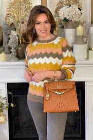 Mocha Multi Color Zig Zag Sweater Lisa Robertson