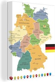 Merkels kanselarijchef wil de lockdown liever al op dinsdag laten beginnen maar de deelstaten. Bol Com Canvas Schilderijen Kaart Van Duitsland Met De Deelstaten 60x80 Cm Wanddecoratie
