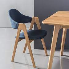 Nestor Solid Oak Dining Chair Midnight Blue Fabric 239 Kursi Makan Furniture Ide Dekorasi Rumah