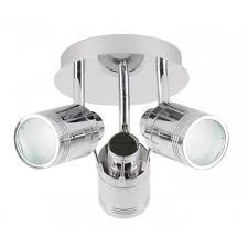 Many of the ceiling mounted spotlights featured here can also be mounted to the wall. Contemporary Polished Chrome 3 Light Ceiling Spotlight For Bathrooms