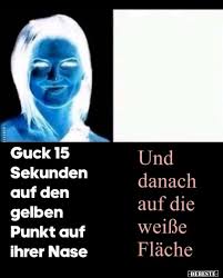 guck 15 sekunden auf den gelben punkt auf ihrer nase humor lustig lustige spruche witze
