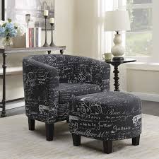 Amazon Com Belleze Accent Tub Chair Curved Back French Print Script Linen Fabri Arm Chairs Living Room Accent Chairs For Living Room Lounge Chairs Living Room