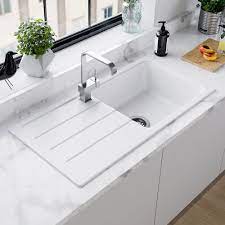 The finishes on these sinks will last a lifetime if maintained correctly. Astini Elmo 100l 1 0 Bowl Granite Alpina White Reversible Kitchen Sink Waste Ebay