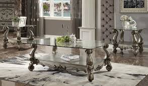 Rated 4.5 out of 5 stars. 86840 Versailles Glass Top Platinum Coffee Table Set Acme Free Delivery