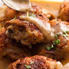 Gravy Baked Chicken Thighs Drumsticks 5 Min Prep Recipetin Eats