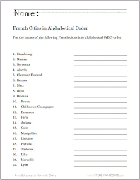 The french alphabet is important to understand in order to speak and pronounce french properly. French Cities In Abc Order Worksheet Student Handouts