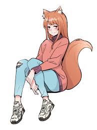 See more ideas about anime wolf, anime, character art. Wallpaper Spice And Wolf Anime Girls Thighs Long Hair Monster Girl Fox Girl Kitsunemimi Fox Tail Blushing Embarrassed Torn Jeans Small Boobs Smiling Holo Spice And Wolf Simple Background 2d Redhead