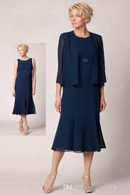 Navy Blue Mother Of The Bride Groom Dresses With Jacket Bolero Elegant High Quality Chiffon Weddin Mother Of The Bride Suits Bride Suit Mother Of Groom Dresses