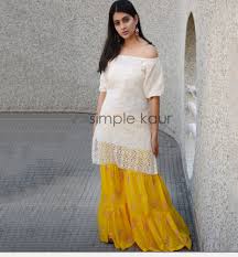 Choli sharara is much popular among brides, but these days it has earned fame among other beautiful girls attending the wedding too, of course not in the same way as the brides do. Woman White Yellow Sharara Suit à¤¶à¤° à¤° In Sector 35c Mohali Simple Kaur Id 20161594688