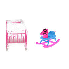 Kelly, sister of barbie, kelly playland playset is a 2001 mattel production. Pink Baby Cot Bed Rocking Horse Bedroom Furniture For Barbie Kelly Dolls Buy At A Low Prices On Joom E Commerce Platform