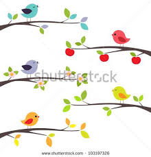 Bird On Tree Branch Clipart Trees Illustrations Stock Photos Images Pictures Shutterstock Passaro Em Galho Galhos De Arvores Arvore Desenho