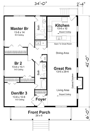 Rectangle House Plan With 3 Bedrooms No Hallway To Maximize Space Rectangle House Plans Cottage Floor Plans Family House Plans