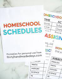 Great printable for teachers, students, parents, tutors and homeschooling. Printable Homeschool Schedule From Thirty Handmade Days