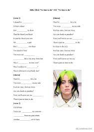 Billie Eilish - no time to die: English ESL worksheets pdf & doc