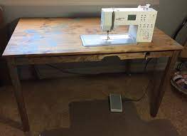 Whether you need a sewing machine table for that awesome hobby lobby find or vintage machine from a yard sale, or you need a cutting or pressing table, this list of diy sewing tables will give you just about every style you could imagine, from hidden tables to tiny tables to giant tables fit for a costume. An Affordable Custom Sewing Machine Table Uniquely Michelle