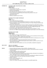 maintenance clerk resume samples
