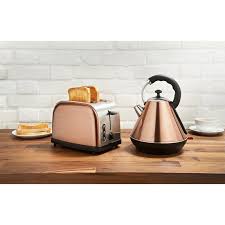 Copper Breakfast Set Boasting A Sleek And Stylish Copper Design This Kettle And Toaster Set Is Outdoor Kitchen Appliances Modern Kitchen Kettle And Toaster