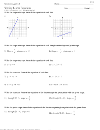 Keystone Algebra 1 Writing Linear Equations