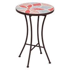 Thy Hom 14 In Mosaic Side Table With Floral Pattern In 2020 Mosaic Patio Table Side Table Mosaic Table