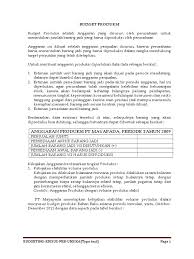 Apa yang mempengaruhi penyusunan anggaran produksi? Contoh Penyusunan Budget