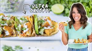 Heat oil to 350 degrees f. Healthier Fried Fish Tacos With Cilantro Lime Slaw Youtube