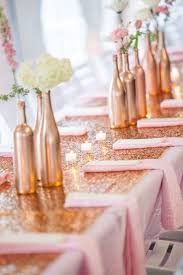 Gold And Pink Table Decor Copper Wedding Centerpieces Copper Wedding Colors Wedding Centerpieces