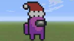 Minecraft Pixel Art Among Us Santa Hat Minecraft Pixel Art Pixel Art Among Us Pixel Art