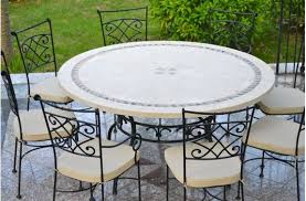 Décoration fer forgé & mosaïque. Outdoor Patio 49 63 Round Mosaic Stone Marble Dining Table Imhotep Table De Jardin Table D Exterieur Ronde Table De Jardin Ronde