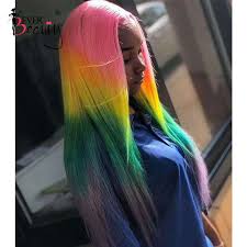 Green Straight Colored Lace Front Wigs Human Hair Ombre Pink 613 Blonde Lace Front Human Hair Wigs Rainbow Transparent Lace Wig Human Hair Lace Wigs Aliexpress