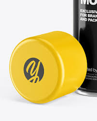 Download Opened Glossy Spray Bottle With Plastic Cap Mockup In Can Mockups On Yellow Images Object Mockups