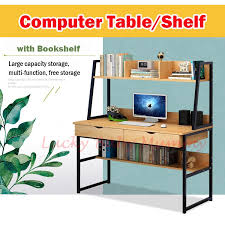 This ultra modern and contemporary computer desk with bookshelf will fit perfectly in your home office. Computer Tables With Bookshelf Type B Study Table Laptop Table Desk Shopee Singapore