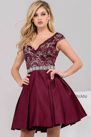 Burgundy Fit And Flare V Neck Short Dress 47660 With Images Designer Dresses Short Short Cocktail Dress Short Dresses