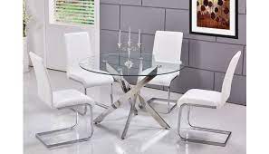 Glass top kitchen table set. Cady Modern Glass Top Table Set