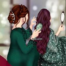 Pin By ظلال الزيزفون On Art Mother Daughter Art Mother Art Cute Girl Drawing