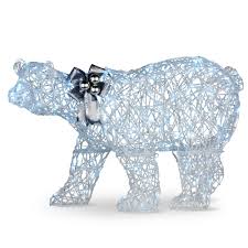 This standing polar bear have bright white soft cotton fabric. National Tree Company 48 In Glittered Polar Bear With 200 Cool White Twinkling Led Lights Df 200003l The Home Depot