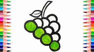 How To Draw Grapes Coloring Pages Drawing Fruits For Kids Too Colour Fruits For Kids Grape Drawing Fruits Drawing