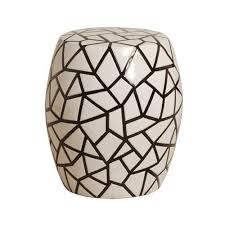 Black And White Ceramic Garden Stool Ice Ray Garden Stool In Black White Design By Emissary White Garden Stools Garden Stool Ceramic Garden Stools